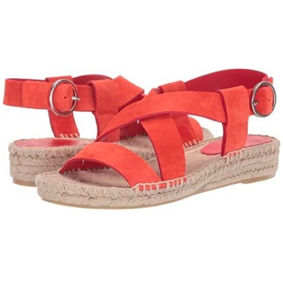 Via Spiga Gia Suede Leather Espdarille Strappy Sandals in Orange Size 8 - Picture 3 of 11